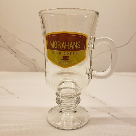 SET of 5 Irish Coffee Clear Glasses with logo Handle 2" Stem - Picture 4 of 14